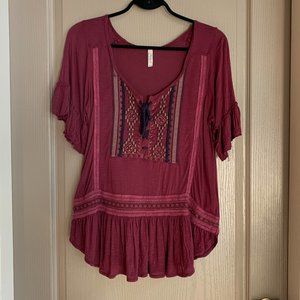 free people cottagecore short sleeve embroidered peasant blouse